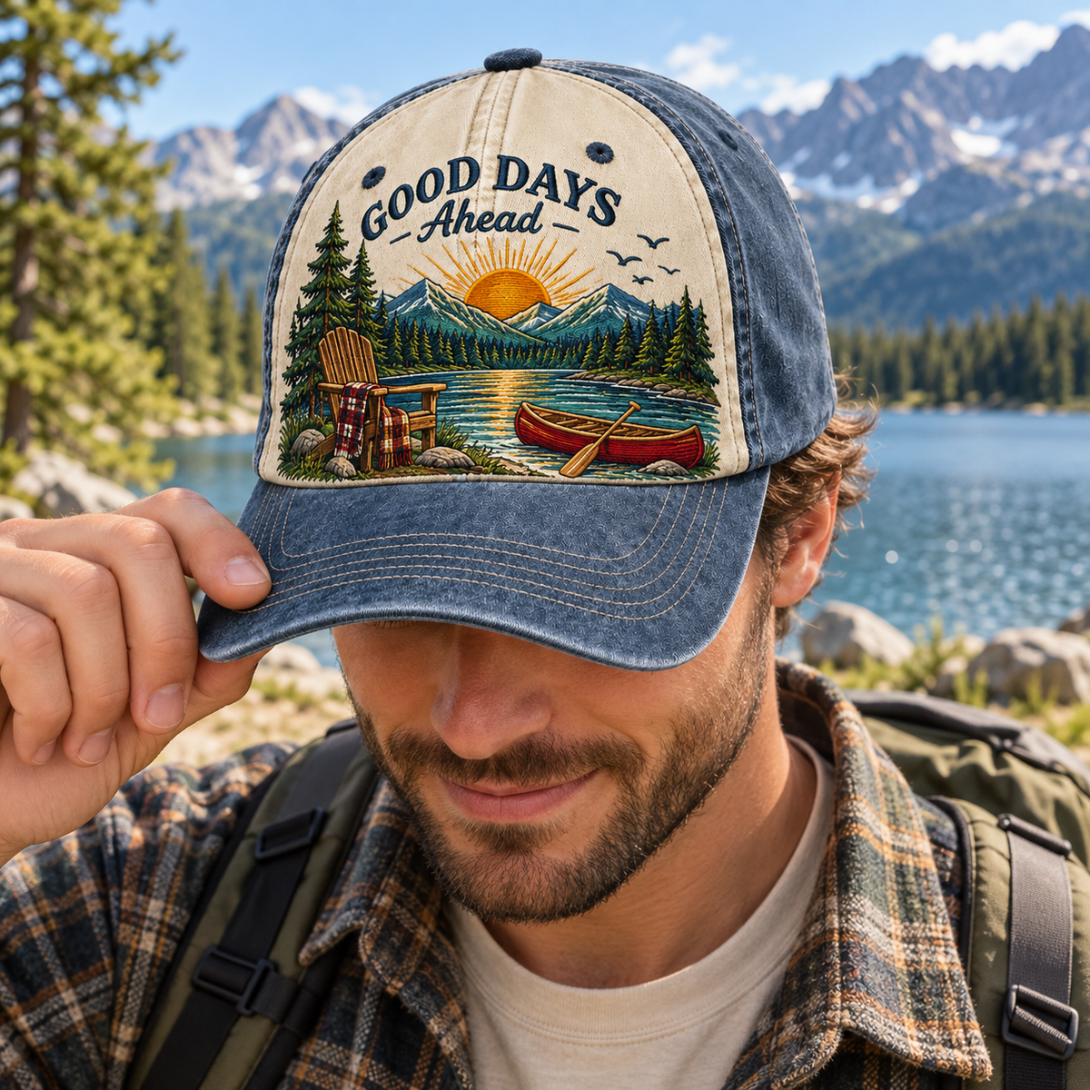 Good Days Ahead Embroidered Vintage Baseball Cap – Lake Adventure Hat