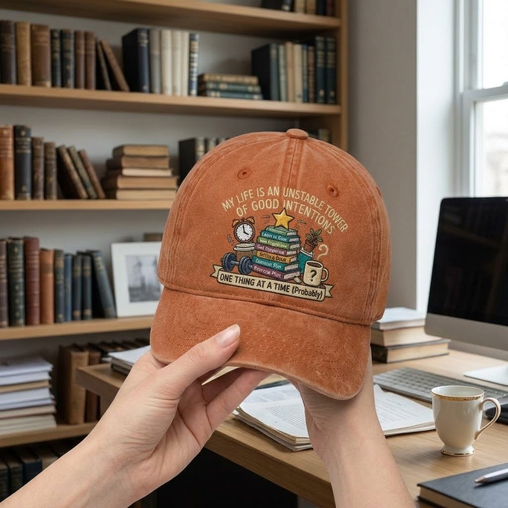 The Good Intentions Unstable Tower Embroidered Vintage Washed Cotton Baseball Cap