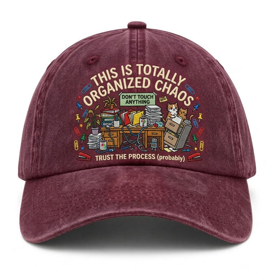 Organized Chaos Embroidered Vintage Baseball Cap – Funny Office Humor Hat for Everyday Life