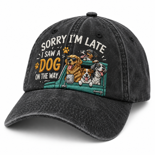 Dog Lover Humor Embroidered Vintage Baseball Cap – Funny Pet Owner Hat for Everyday Adventures