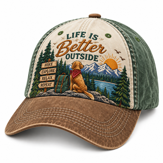 Life Is Better Outside Embroidered Adventure Baseball Cap – Outdoor Hiking & Nature Hat