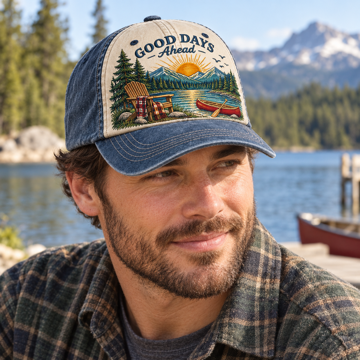 Good Days Ahead Embroidered Vintage Baseball Cap – Lake Adventure Hat