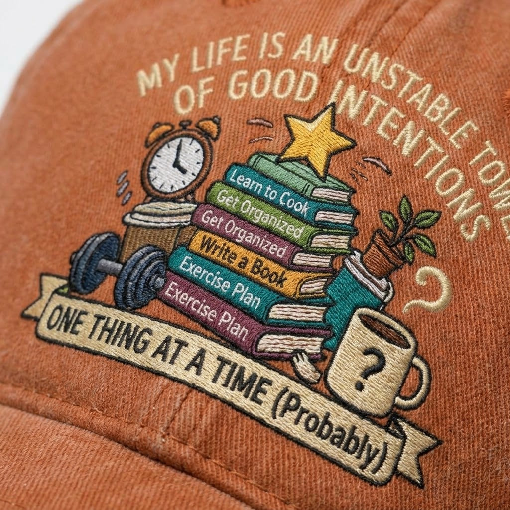 The Good Intentions Unstable Tower Embroidered Vintage Washed Cotton Baseball Cap