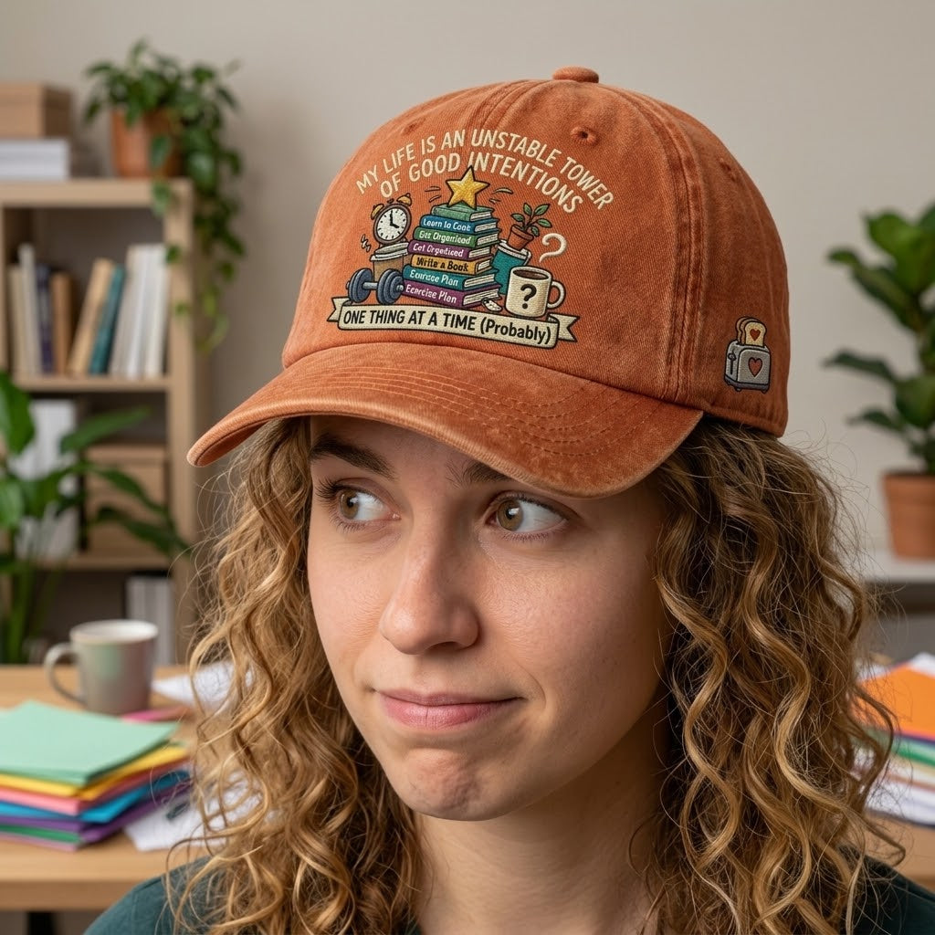 The Good Intentions Unstable Tower Embroidered Vintage Washed Cotton Baseball Cap