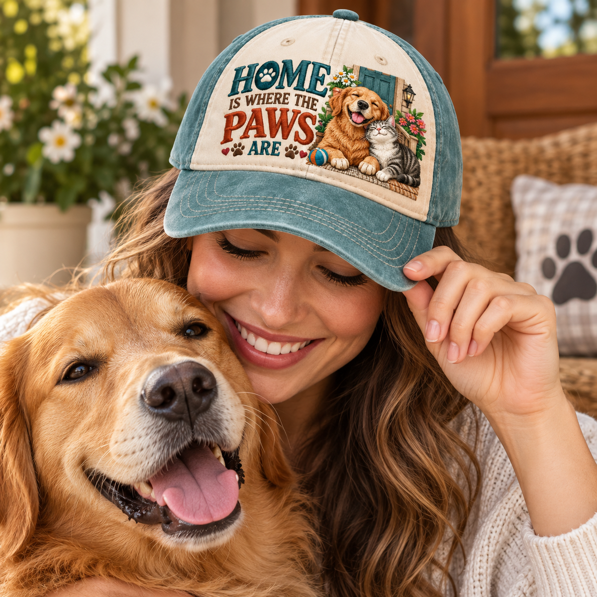 Home Is Where The Paws Are Embroidered Baseball Cap – Pet Lover Lifestyle Hat